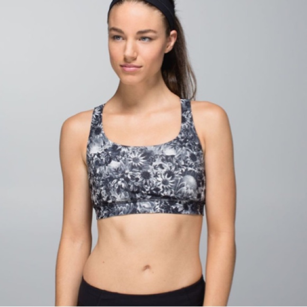Black Floral Lululemon Energy Bra, 8